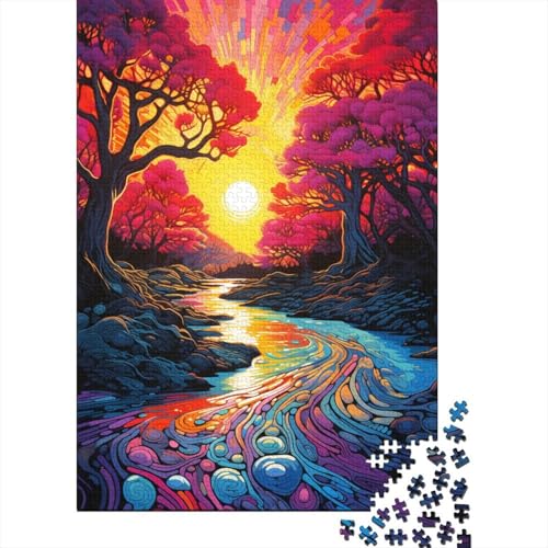 1000-teiliges Puzzle Fantasie Bunte Blumen Puzzle für Erwachsene Holzpuzzle Puzzle Mitmachspiel 50x75 cm von LiJianXXXB