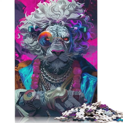 1000-teiliges Puzzle Fashion Lions Puzzle für Kinder, Kartonpuzzle, Lernspiel für Erwachsene und Kinder, 38 x 26 cm von LiJianXXXB