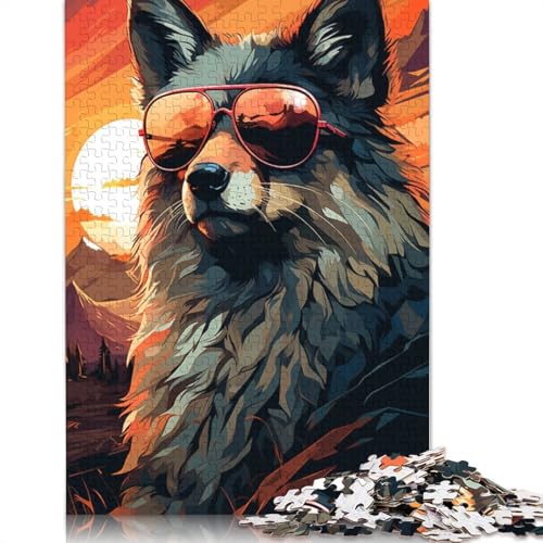 1000-teiliges Puzzle Fuchs-Boss trägt Sonnenbrille 12 Puzzles für Kinder, Holzpuzzle, Lernspiele für Erwachsene und Kinder, Größe 75 x 50 cm von LiJianXXXB