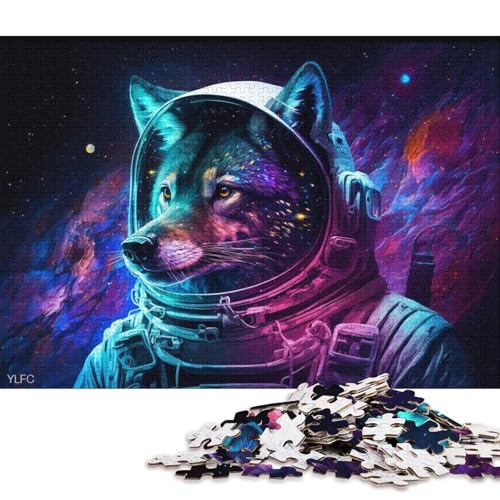 1000-teiliges Puzzle Galaxie, Astronaut, Wolf, Puzzle für Erwachsene, Holzpuzzle, tolles Geschenk für Erwachsene (Größe 75 * 50 cm) von LiJianXXXB