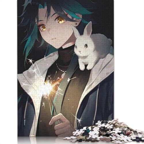 1000-teiliges Puzzle Genshin Impact für Erwachsene und Kinder,Holzpuzzle,Lernspiel,Herausforderungsspielzeug (Größe 75 x 50 cm) von LiJianXXXB