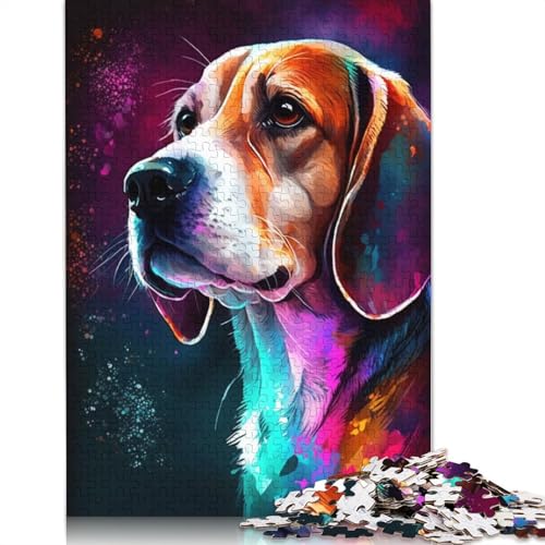 1000-teiliges Puzzle Graffiti-Tier-Beagle-Puzzle für Erwachsene, Holzpuzzle, Denksport-Puzzle für Erwachsene, 75 x 50 cm von LiJianXXXB