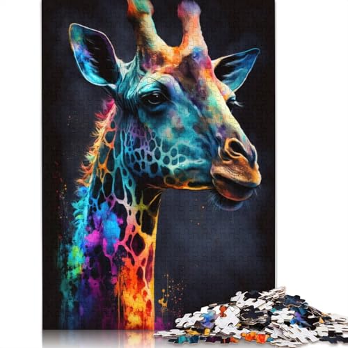 1000-teiliges Puzzle Graffiti-Tier-Giraffe-Puzzle für Erwachsene, Holzpuzzle, Denksport-Puzzle für Erwachsene, 75 x 50 cm von LiJianXXXB