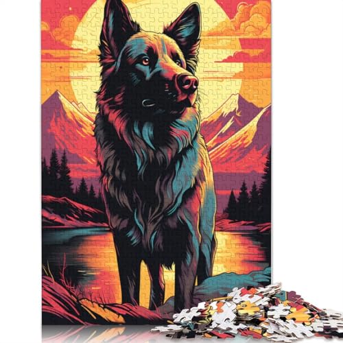 1000-teiliges Puzzle Kaukasischer Hund bei Sonnenuntergang, Puzzle für Erwachsene, Papppuzzle, Puzzles für Erwachsene, Lernspiel, Herausforderungsspielzeug, Größe 38 x 26 cm von LiJianXXXB