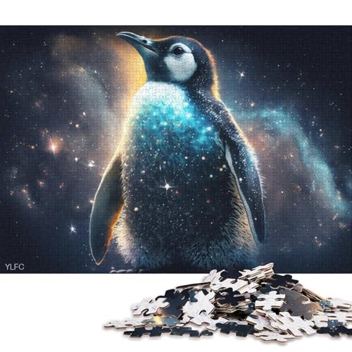 1000-teiliges Puzzle Kosmisches Galaxie-Pinguin-Puzzle für Kinder, Holzpuzzle, Lernpuzzle, Familienspiel, 75 x 50 cm von LiJianXXXB