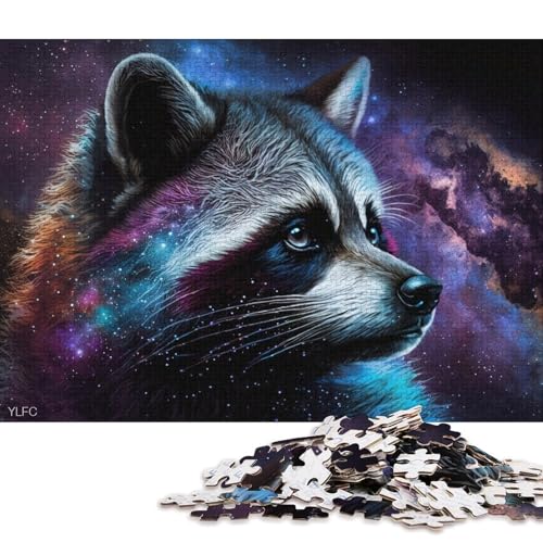 1000-teiliges Puzzle Kosmisches Galaxie-Waschbär-Puzzle für Erwachsene, Kartonpuzzle, Geschenke für Erwachsene (Größe 38 * 26 cm) von LiJianXXXB