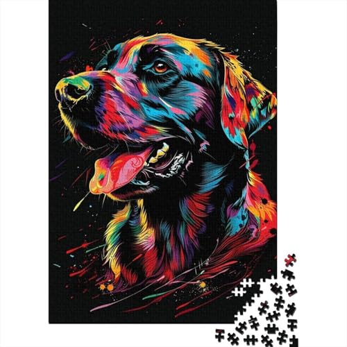 1000-teiliges Puzzle Labrador Retriever Dog Art, Puzzle für Erwachsene, Holzpuzzle, Lernspiele für Erwachsene und Kinder (Größe 75 x 50 cm) von LiJianXXXB