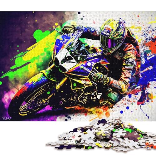 1000-teiliges Puzzle Motorradrennfahrer, Puzzle für Erwachsene, Holzpuzzle, Lernspiele, Heimdekorationspuzzle. (Größe 75 * 50 cm) von LiJianXXXB