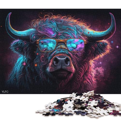 1000-teiliges Puzzle Yak mit Brille, Puzzle für Erwachsene, Puzzle aus Pappe, Lernspiele, Puzzle zur Heimdekoration. (Größe 38 * 26 cm) von LiJianXXXB