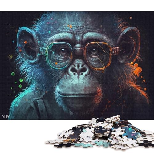 1000-teiliges Puzzle für Erwachsene, AFFE mit Brille, Puzzle für Erwachsene, Holzpuzzle, Puzzle für Erwachsene, Lernspiel, Herausforderungsspielzeug, 75 x 50 cm von LiJianXXXB