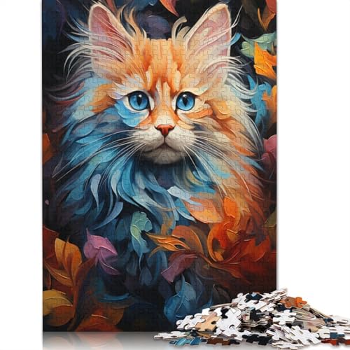 1000-teiliges Puzzle für Erwachsene, Art Cat, buntes Puzzle für Erwachsene, Kartonpuzzle, Heimdekoration, 38 x 26 cm von LiJianXXXB