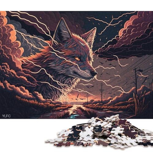 1000-teiliges Puzzle für Erwachsene, Art Dream Fox, Puzzle für Erwachsene, Holzpuzzle, Spielzeug, Wanddekoration, 75 x 50 cm von LiJianXXXB