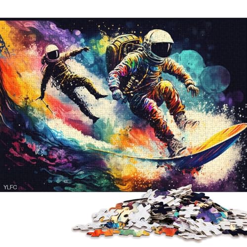 1000-teiliges Puzzle für Erwachsene, Astronauten-Surfen, Puzzle für Holzpuzzle, Spielzeug, Denkspiel (Größe 75 * 50 cm) von LiJianXXXB