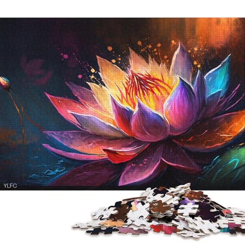 1000-teiliges Puzzle für Erwachsene, Bunte Lotus-Puzzles für Erwachsene, Holzpuzzles, tolles Geschenk für Erwachsene, 75 x 50 cm von LiJianXXXB