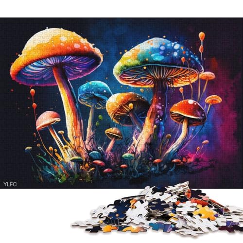 1000-teiliges Puzzle für Erwachsene, Bunte Pilz-Puzzles, Holzpuzzle, Spielzeug, Denkspiel (Größe 75 * 50 cm) von LiJianXXXB