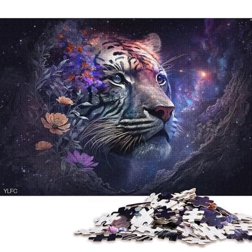 1000-teiliges Puzzle für Erwachsene, Cosmic Art Tiger, Puzzle für Holzpuzzle, Spielzeug, Denkspiel (Größe 75 * 50 cm) von LiJianXXXB