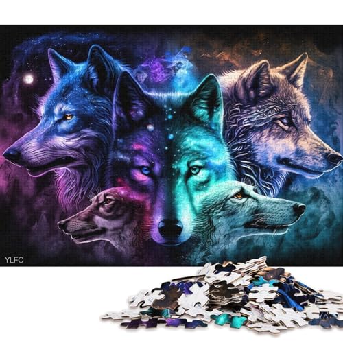 1000-teiliges Puzzle für Erwachsene, Cosmic Art Wolf, Puzzles für Holzpuzzles, Spielzeug, Denkspiel (Größe 75 * 50 cm) von LiJianXXXB