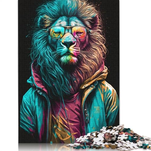 1000-teiliges Puzzle für Erwachsene, Der Löwe mit der Krone, Puzzle für Erwachsene, Kartonpuzzle, Puzzle – anspruchsvolles Spiel, 38 x 26 cm von LiJianXXXB