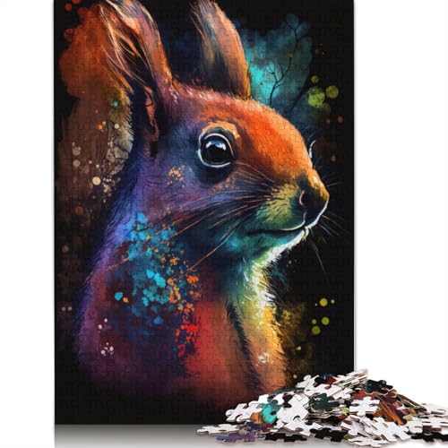 1000-teiliges Puzzle für Erwachsene, Eichhörnchen-Graffiti-Puzzle für Erwachsene, Kartonpuzzle, anspruchsvolles Spiel, 38 x 26 cm von LiJianXXXB