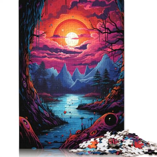 1000-teiliges Puzzle für Erwachsene, Fantasie, farbenfroher Sonnenuntergang, Puzzle für Erwachsene, Holzpuzzle, Lernspiel für Erwachsene und Kinder, Größe 75 x 50 cm von LiJianXXXB