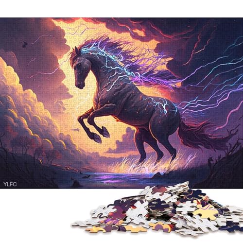 1000-teiliges Puzzle für Erwachsene, Fantasy-Kunst, Pferde-Puzzle für Erwachsene, Holzpuzzle, Spielzeug, Wanddekoration, 75 x 50 cm von LiJianXXXB