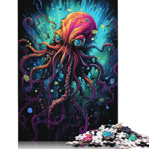 1000-teiliges Puzzle für Erwachsene, Farbiger Tintenfisch, Puzzle für Erwachsene, Kartonpuzzle, Lernspiel für Erwachsene und Kinder, Größe 38 x 26 cm von LiJianXXXB