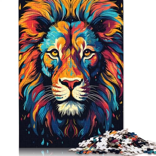 1000-teiliges Puzzle für Erwachsene, Farbmalerei, Löwen-Puzzle für Erwachsene, Kartonpuzzle, anspruchsvolles Spiel, Größe 38 x 26 cm von LiJianXXXB