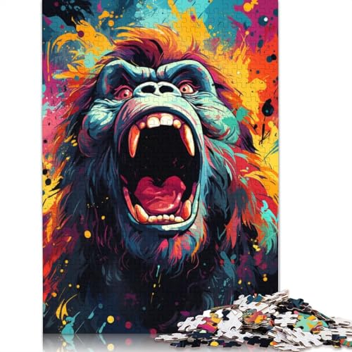 1000-teiliges Puzzle für Erwachsene, Farbmalerei, Orang-Utan-Puzzle, Kartonpuzzle, Lernspiel, Herausforderungsspielzeug, Größe 38 x 26 cm von LiJianXXXB