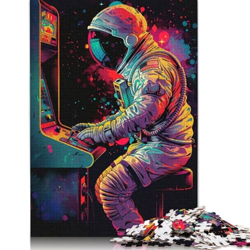 1000-teiliges Puzzle für Erwachsene, Farbweltraum-Astronauten, Wunder-Puzzles für Karton, Lernspiel, Herausforderungsspielzeug, 38 x 26 cm von LiJianXXXB