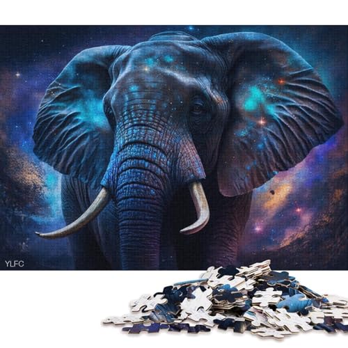 1000-teiliges Puzzle für Erwachsene, Galaktischer kosmischer Elefant, Puzzle für Kartonpuzzle, Spielzeug, Denkspiel (Größe 38 * 26 cm) von LiJianXXXB