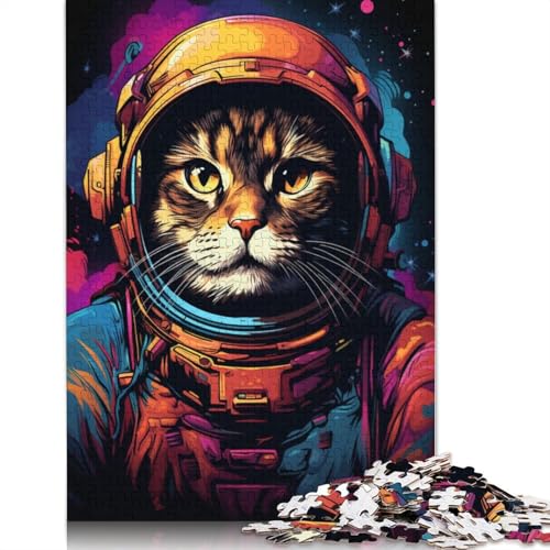 1000-teiliges Puzzle für Erwachsene, Geschenke für Bunte Weltraumkatzen, Puzzle für Erwachsene und Kinder, Holzpuzzle, Lernspielzeug, Größe 75 x 50 cm von LiJianXXXB