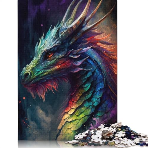 1000-teiliges Puzzle für Erwachsene, Graffiti-Fliegendrache, Puzzle für Erwachsene, Holzpuzzle, lustiges Geschenk, 75 x 50 cm von LiJianXXXB