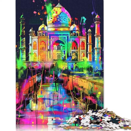 1000-teiliges Puzzle für Erwachsene, Graffiti-Taj Mahal, Puzzle für Erwachsene, Kartonpuzzle, anspruchsvolles Spiel, 38 x 26 cm von LiJianXXXB