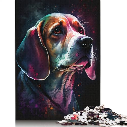 1000-teiliges Puzzle für Erwachsene, Graffiti-Tier, Beagle, Puzzle für Kinder, Holzpuzzle, Heimdekoration, 75 x 50 cm von LiJianXXXB