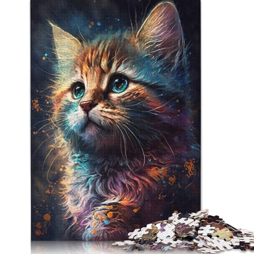 1000-teiliges Puzzle für Erwachsene, Graffiti-Tierkätzchen, Puzzle für Erwachsene, Holzpuzzle, Familienspiele, 75 x 50 cm von LiJianXXXB