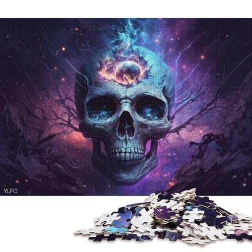 1000-teiliges Puzzle für Erwachsene, Nebel-Totenkopf-Puzzle für Erwachsene, Holzpuzzle, Spielzeug, Wanddekoration, 75 x 50 cm von LiJianXXXB