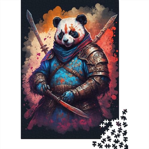 1000-teiliges Puzzle für Erwachsene, Panda-Krieger-Puzzle für Erwachsene, Holzpuzzle, entspannendes geistiges Lernspielzeug, Größe: 75 x 50 cm von LiJianXXXB