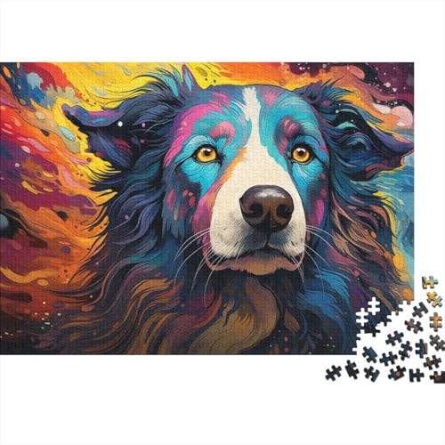 1000-teiliges Puzzle für Erwachsene, Psychedelischer Hunde-Puzzle-Geschenk, Holzpuzzle, tolles Geschenk für Erwachsene, 50 x 75 cm von LiJianXXXB