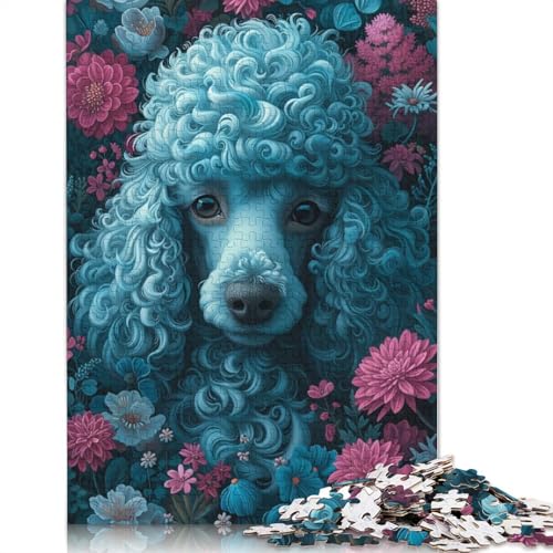 1000-teiliges Puzzle für Erwachsene, Pudel in den Blumen, Puzzle für Erwachsene, Kartonpuzzle, anspruchsvolles Spiel, 38 x 26 cm von LiJianXXXB