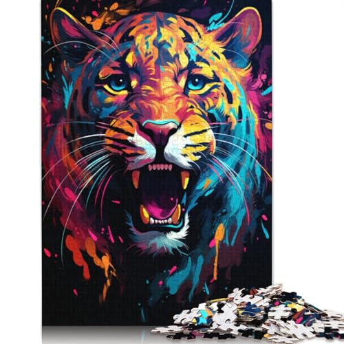 1000-teiliges Puzzle für Erwachsene, Puzzle-Malerei, buntes Leoparden-Puzzle für Erwachsene, Karton-Puzzles, Puzzles für Erwachsene, Lernspiel, Herausforderungsspielzeug, Größe 38 x 26 cm von LiJianXXXB