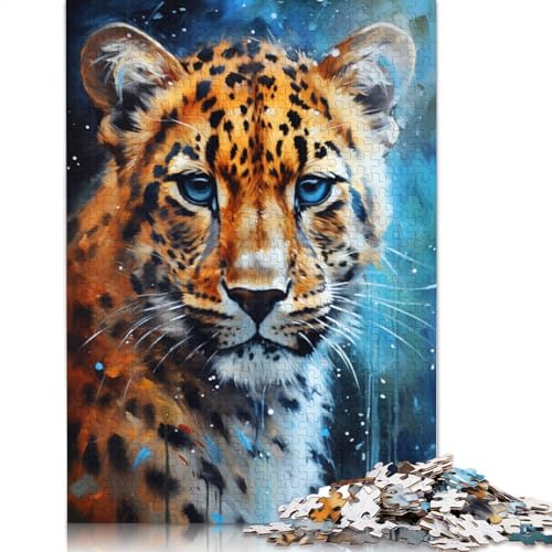 1000-teiliges Puzzle für Erwachsene, Schneeleopard, Farbwunder, Puzzles für Karton, Lernspiel, Herausforderungsspielzeug, 38 x 26 cm von LiJianXXXB