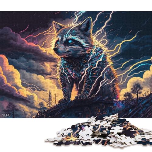 1000-teiliges Puzzle für Erwachsene, Tierkunst, Waschbär, Puzzle für Erwachsene, Karton-Puzzle, Spielzeug, Wanddekoration, 38 x 26 cm von LiJianXXXB