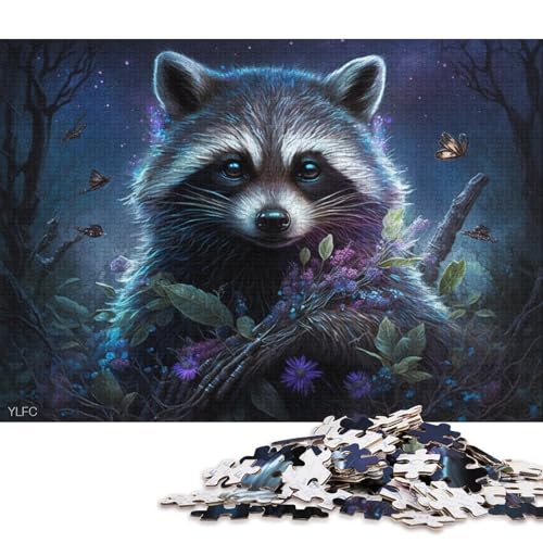 1000-teiliges Puzzle für Erwachsene, Waschbär im Dschungel, Puzzle für Erwachsene, Karton-Puzzle, Spielzeug, Wanddekoration, 38 x 26 cm von LiJianXXXB