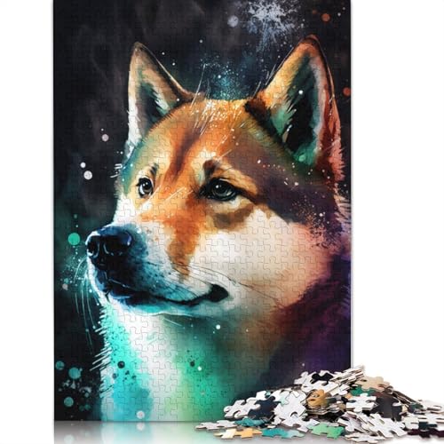 1000-teiliges Puzzle für Erwachsene, buntes Graffiti-Shiba-Inu-Puzzle für Erwachsene, Holzpuzzle für Familienspaß und Spieleabend, 75 x 50 cm von LiJianXXXB