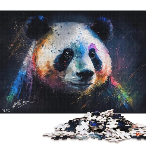 1000-teiliges Puzzle für Erwachsene, buntes Panda-Puzzle für Erwachsene, Holzpuzzle, Spielzeug, Wanddekoration, 75 x 50 cm von LiJianXXXB