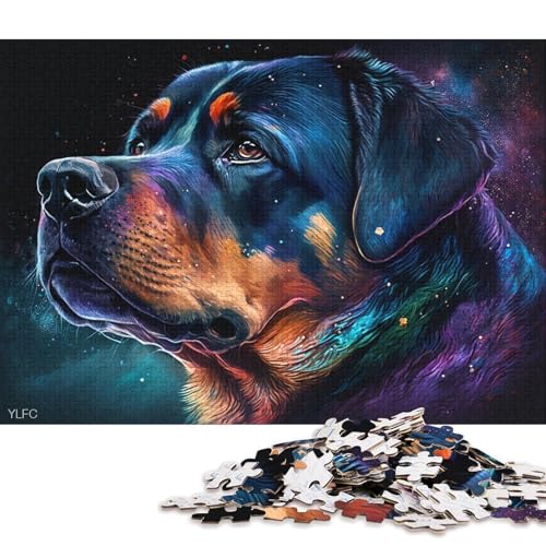 1000-teiliges Puzzle für Erwachsene, buntes Rottweiler-Puzzle für Kartonpuzzle, Spielzeug, Denkspiel (Größe 38 * 26 cm) von LiJianXXXB