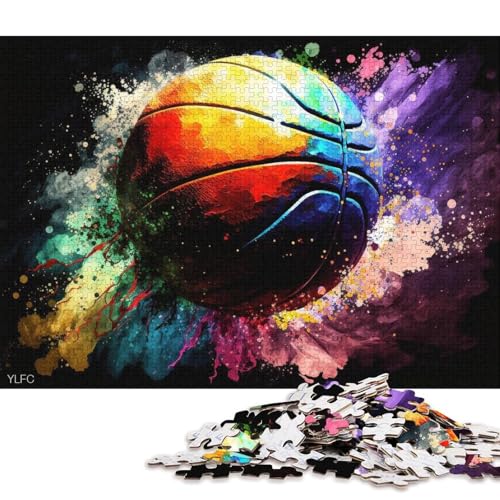 1000-teiliges Puzzle für Erwachsene, farbenfrohes Basketball-Puzzle, Holzpuzzle, Spielzeug, Denkspiel (Größe 75 * 50 cm) von LiJianXXXB