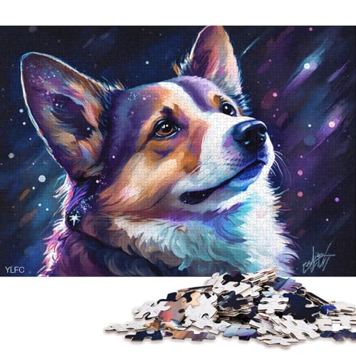 1000-teiliges Puzzle für Erwachsene, farbenfrohes Corgi-Puzzle für Kartonpuzzle, Spielzeug, Denkspiel (Größe 38 * 26 cm) von LiJianXXXB