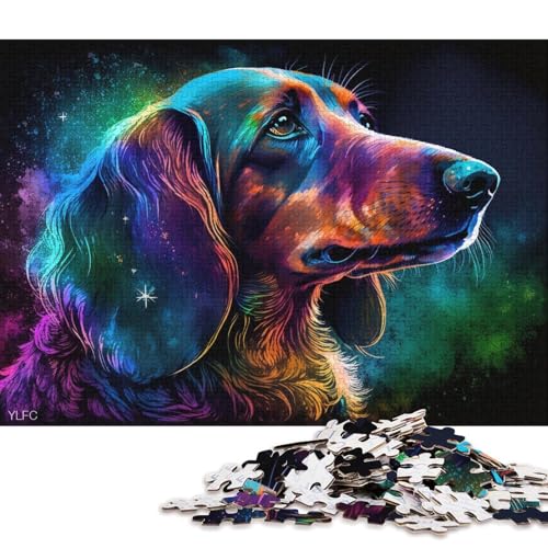 1000-teiliges Puzzle für Erwachsene, farbenfrohes Dackel-Puzzle, Holzpuzzle, Spielzeug, Denkspiel (Größe 75 * 50 cm) von LiJianXXXB