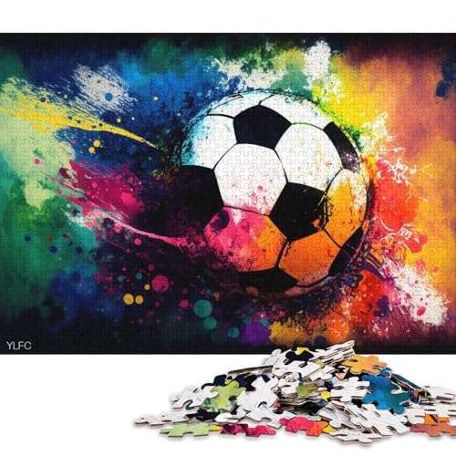 1000-teiliges Puzzle für Erwachsene, farbenfrohes Fußball-Puzzle, Kartonpuzzle, Spielzeug, Denkspiel (Größe 38 * 26 cm) von LiJianXXXB